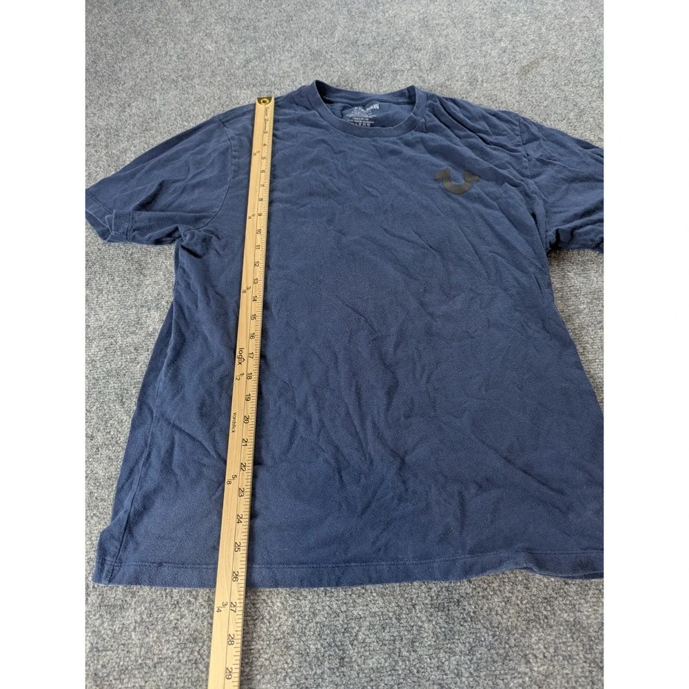 True Religion Shirt Mens XL Blue Short Sleeve Tee Logo On Back